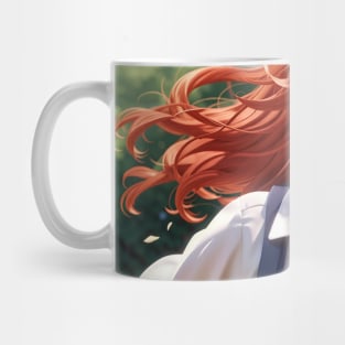 anime girl with red hair and white shirt ! back to school Mug